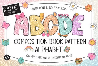 Pastel Font Composition Book Pattern for Creative Projects